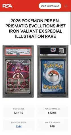Pokemon TCG Iron Valiant EX 157/131 Prismatic Evolutions PSA 9 - Image 5