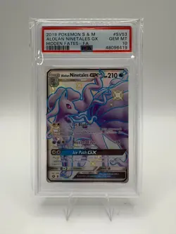 2019 POKEMON SUN & MOON HIDDEN FATES #SV53 FULL ART/ALOLAN NINETALES GX PSA 10 - Image 1