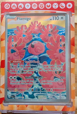 2023 Pokemon Paldea Evolved Illustration Rare Flamigo #227/193 In Magnetic Stand - Image 1