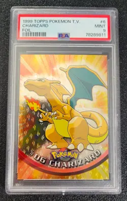 PSA 9 MINT 1999 FOIL CHARIZARD POKEMON T.V. #6 G4586 - Image 1
