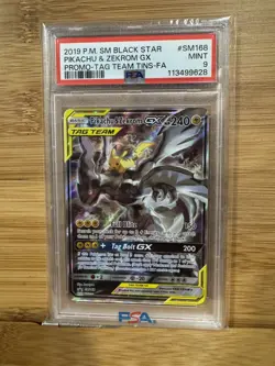 Pokemon TCG Pikachu & Zekrom Tag Team GX Promo SM168 PSA 9 MINT - Image 1