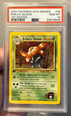 Erika’s Gloom 46/132 - 1st Edition PSA 10 - Gym Heroes 2000 Pokemon TCG 46 RARE! - Image 1