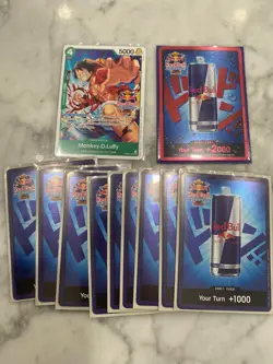 One Piece TCG Red Bull Double Don Set + Monkey D. Luffy Promo Card - Image 1