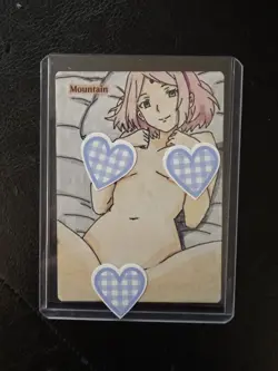 Magic MTG Altered Mountain / Land Card | Hand Painted & Color Anime Girl - Image 1