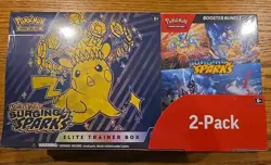Pokemon Surging Sparks Elite Trainer Box Booster Bundle COSTCO 2-PACK IN HAND - Image 1