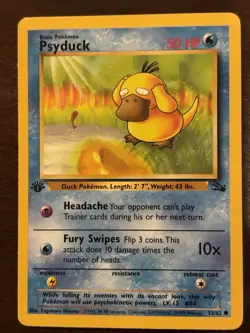Pokemon TCG Psyduck Fossil 1st Edition Basic 53/62 Regular 50 HP Common 1999 - Image 1
