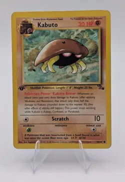 Pokemon Kabuto 1st Edition Fossil 50/62 Card 1999 - Image 1