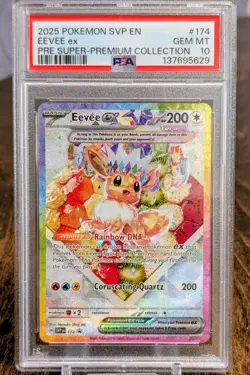 2025 POKEMON PRISMATIC EVOLUTIONS SUPER-PREMIUM COLLECTION EEVEE EX 174 PSA 10 - Image 1