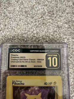 Pokemon Pikachu CGC Pristine 10 2023 Classic 008/034 Holo LOW POP! - Image 2