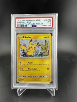 Pokemon Pikachu Team Up Blister Pk. Black Star Holo Promo SM162 PSA 9 Mint - Image 1