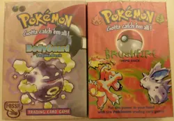 2x LOT- Pokemon Fossil BodyGuard & Brushfire Theme Card Decks 1999 SEALED fr/s+i - Image 1