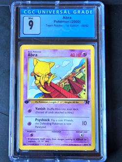 2000 Pokemon Team Rocket 1ST EDITION 🔥 ABRA 🔥 #49 CGC 9 Mint Card - Image 1