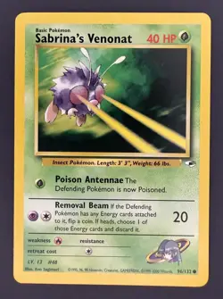 Pokemon Sabrina's Venonat 96/132 Gym Heroes NM - Image 1