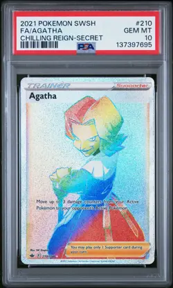2021 POKEMON SWORD & SHIELD CHILLING REIGN SECRET #210 FULL ART/AGATHA PSA 10 - Image 1