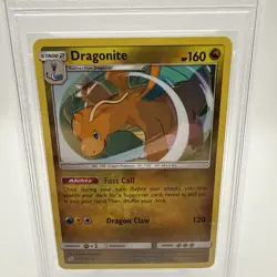 2019 Pokemon Sun & Moon Team Up Cosmos Dragonite Holo #119 PSA 9 - Image 3