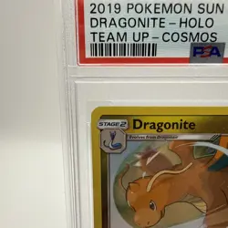 2019 Pokemon Sun & Moon Team Up Cosmos Dragonite Holo #119 PSA 9 - Image 4