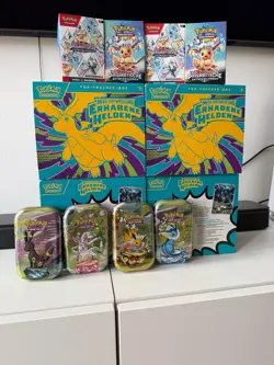 70 Pokemon Prismatische Entwicklungen Karten Set in Mini Tin Box Dose - Holo DE - Image 1