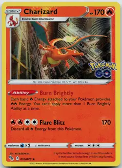Charizard #010/078 Holo Rare,Holo Pokemon GO - NM - Image 1