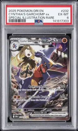 2025 POKEMON DRI EN-DESTINED RIVALS #232 CYNTHIA'S GARCHOMP EX PSA 6 - Image 1