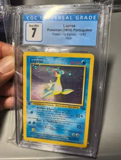 Pokemon TCG Portuguese Lapras 1999 1st Edition Holo Rare Card Fossil, 10/62 - Image 1