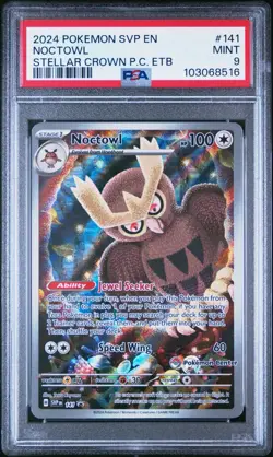 Noctowl SVP 141 Pokemon Center Stamped Promo Stellar Crown Card PSA 9 - Image 1