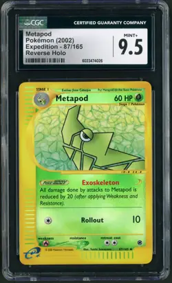 2002 Pokemon Expedition Metapod Reverse Holo 87/165 CGC Mint 9.5+ - Image 1