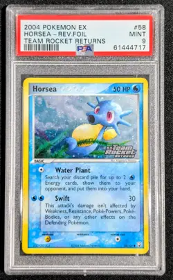 PSA 9 Horsea Reverse Holo Stamped Team Rocket Returns 58/109 Pokemon Graded Card - Image 1