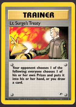Lt. Surge's Treaty 112/132 Gym Challenge Pokemon Card 2000 HP - Image 1