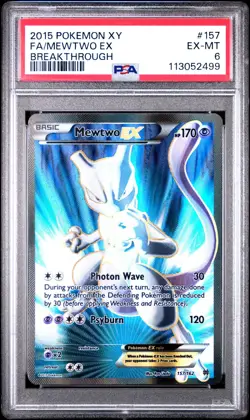 2015 POKEMON XY BREAKTHROUGH MEWTWO EX #157 FULL ART PSA 6 EX #113052499 - Image 1