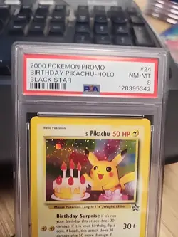 Birthday Pikachu PSA 8 #24 Black Star Promo 2000 Pokemon Holo WotC - Image 2