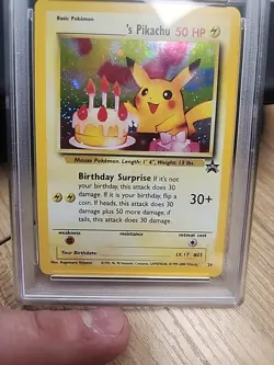 Birthday Pikachu PSA 8 #24 Black Star Promo 2000 Pokemon Holo WotC - Image 3