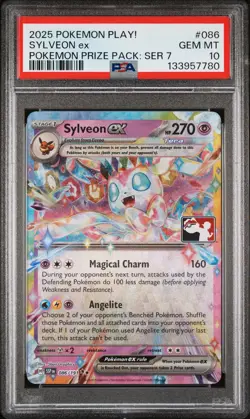 2025 POKEMON PLAY! POKEMON PRIZE PACK: SER 7 #086 SYLVEON EX PSA 10 - Image 1