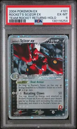 2004 POKEMON EX TEAM ROCKET RETURNS #101 ROCKET'S SCIZOR EX-HOLO PSA 6 + BONUS - Image 1