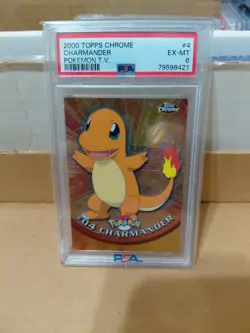 2000 TOPPS CHROME POKEMON T.V. #4 CHARMANDER PSA 6 - Image 1