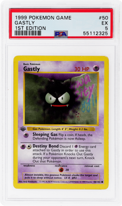 1999 Pokemon Base Set Gastly 1st Edition #50 PSA 5 - Image 1