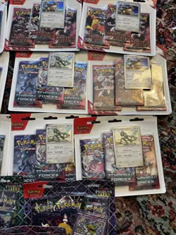 Pokemon 3 Pack Blister Lot Of 12 Destined Rivals Paldean Fates Temporal Forces - Image 4