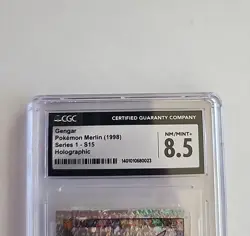 Gengar Series 1 -S15 Holographic PRISM POKEMON MERLIN STICKER 1998 CGC 8.5 NM/M! - Image 2