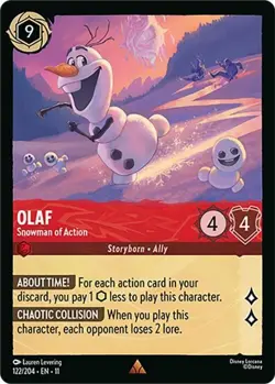 Disney Lorcana TCG Winterspell Olaf - Snowman of Action Rare 122/204 - Image 1