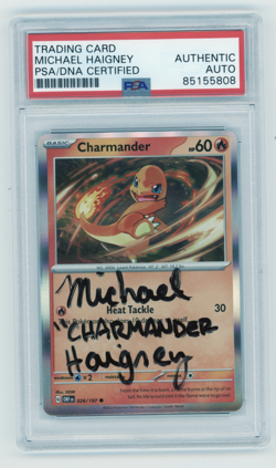 PSA Signed Micheal Haigney Charmander 026/197 Obsidian Flames Pokemon Card - Image 1