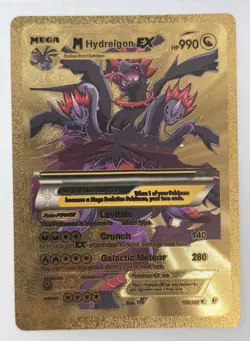 Pokemon Mega Hydreigon EX 990hp Gold Foil Fan Art Collector Card TCG - Image 1
