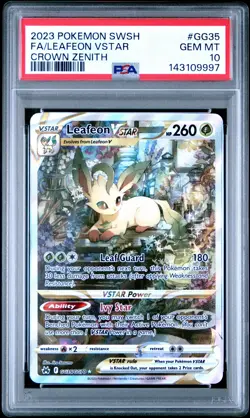 2023 POKEMON SWORD & SHIELD CROWN ZENITH #GG35 FULL ART/LEAFEON VSTAR PSA 10 - Image 1