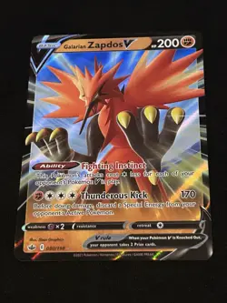 Pokemon Galarian Zapdos V 80/198 SWSH Chilling Reign Pokemon Holo NEAR MINT - Image 1
