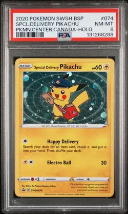 2020 POKEMON SWSH BLACK STAR PROMO #074 SPECIAL DELIVERY PIKACHU-HOLO PSA 8 - Image 1