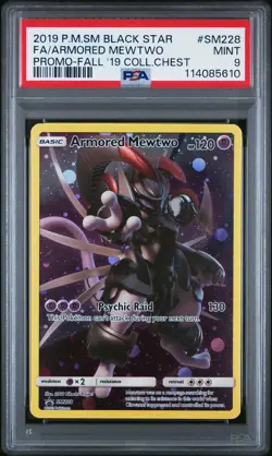 2019 POKEMON SM BLACK STAR PROMO #SM228 FULL ART/ARMORED MEWTWO PSA 9 - Image 1