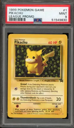 Pokemon Pikachu Ivy League Black Star Promo #1 PSA 9 Mint - Image 1
