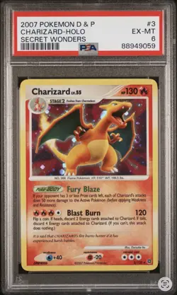 2007 POKEMON DIAMOND & PEARL SECRET WONDERS #3 CHARIZARD-HOLO PSA 6 - Image 1
