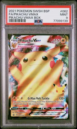 PSA 9 MINT Pikachu VMAX SWSH062 Black Star Promos FA Celebrations Holo Pokemon - Image 1