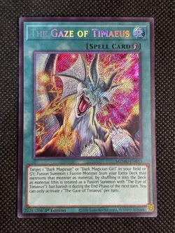 YuGiOh! - The Gaze of Timaeus MZMU-EN013 Secret Rare 1st Edition Near Mint - Image 1