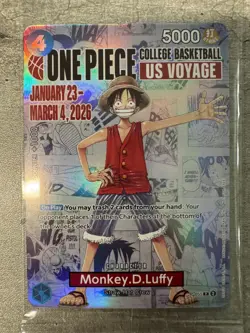 One Piece Monkey.D.Luffy US College Basketball Promo Card *SEALED* - Image 1