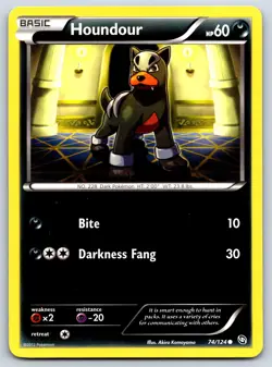 Houndour - BW Dragons Exalted 74/124 Akira Komayam Pokemon Card LP - Image 1